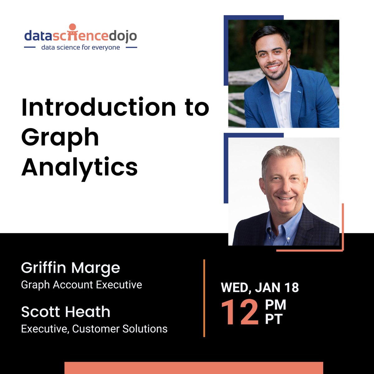 DataScienceDojo's tweet image. ✔️ On January 18th, our presenters, Griffin Marge and Scott Heath cover a high-level overview of GraphDB, What makes it different, and what use cases it is optimal for. RSVP now so you don't miss it: hubs.la/Q01wrHQf0
#GraphAnalytics #GraphDB #CommunityEvent