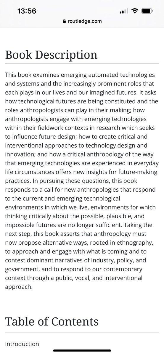 Anthropology of Futures and Technologies - just published - @DigitalAmazonia @karenWaltorp @pinkydigital & Rachel C Smith eds - fab contributions from @MScEnSoc @RoxanaFirth @Harr_Ferguson @minruc @britwinthereik @RoitmanJanet & many more routledge.com/An-Anthropolog…