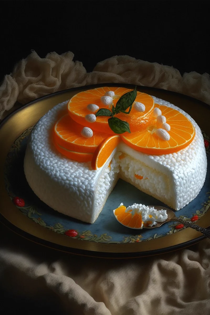 AIが考える鏡餅！！スライスみかんが載ったケーキみたい！