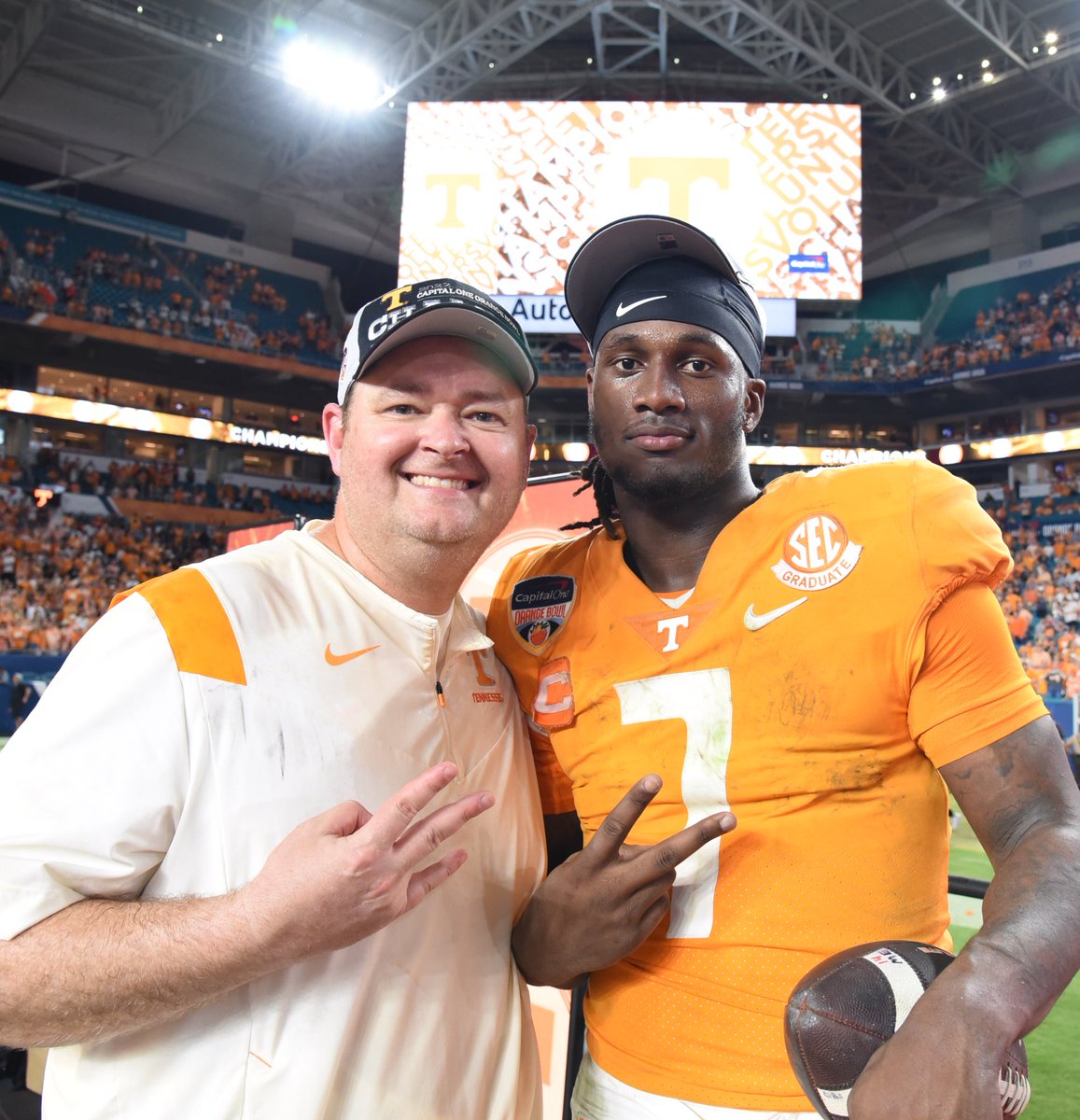 OrangeBowl's tweet photo. Coach Heupel Then ⏩ Now

Orange Bowl Champion 🍊 

@Vol_Football x #CapitalOneOrangeBowl https://t.co/ueGEt6Rto0