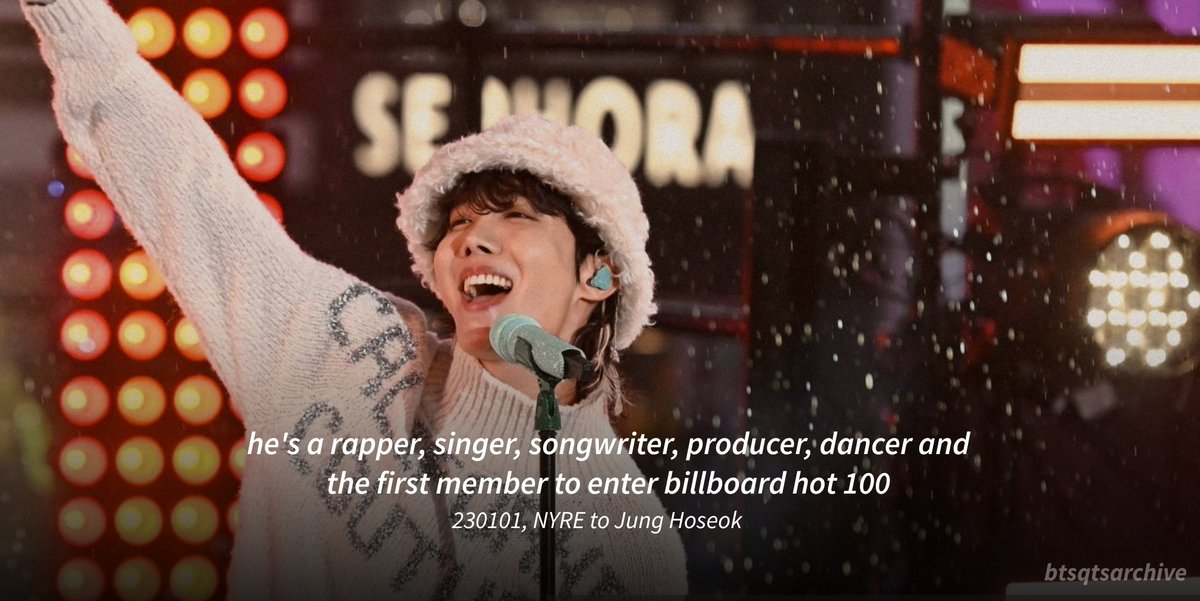 wangteaco's tweet photo. "he's a rapper, singer, songwriter, producer, dancer and the first member to enter billboard hot 100" 

#jhopeAtNYRE https://t.co/BJMcbjA9sP