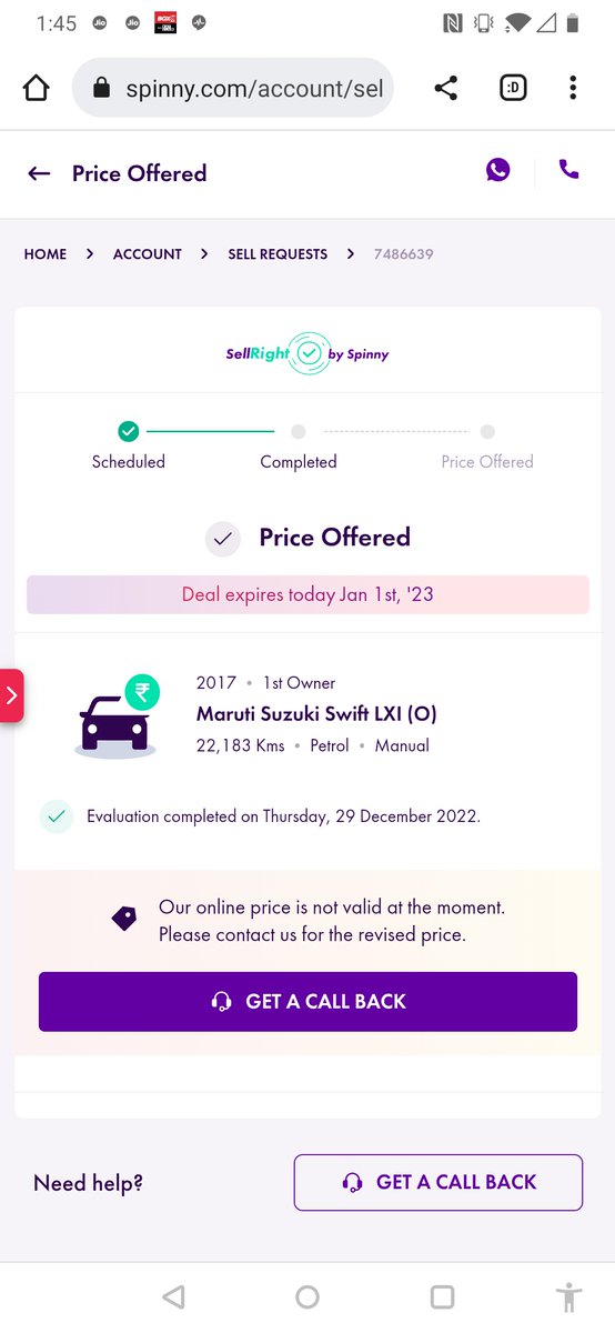 amannarang's tweet photo. @SpinnyCare @myspinny havnt heard back from you regarding my complaint?? Now which price is going to expire today?? Do you have any transparency at all?? https://t.co/swCR7D33dG