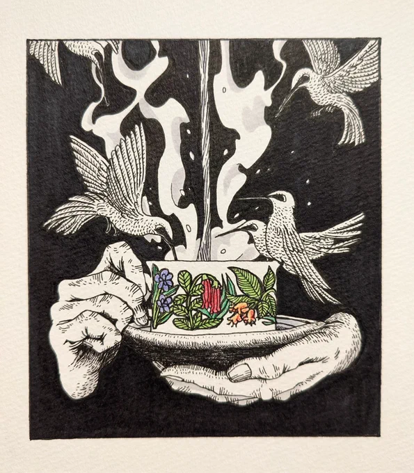 【展示会のお知らせ】
今年のの展示会始めは @artbook_gallery さんにて1点作品を飾らせて頂いております☺️

1/1〜1/25まで開催してますので良かったら見に来てくださると嬉しいです✨

なんと!バーチャルギャラリーでも拝見可能なんです!めっちゃ面白いのでこちらで見るのもオススメです! 