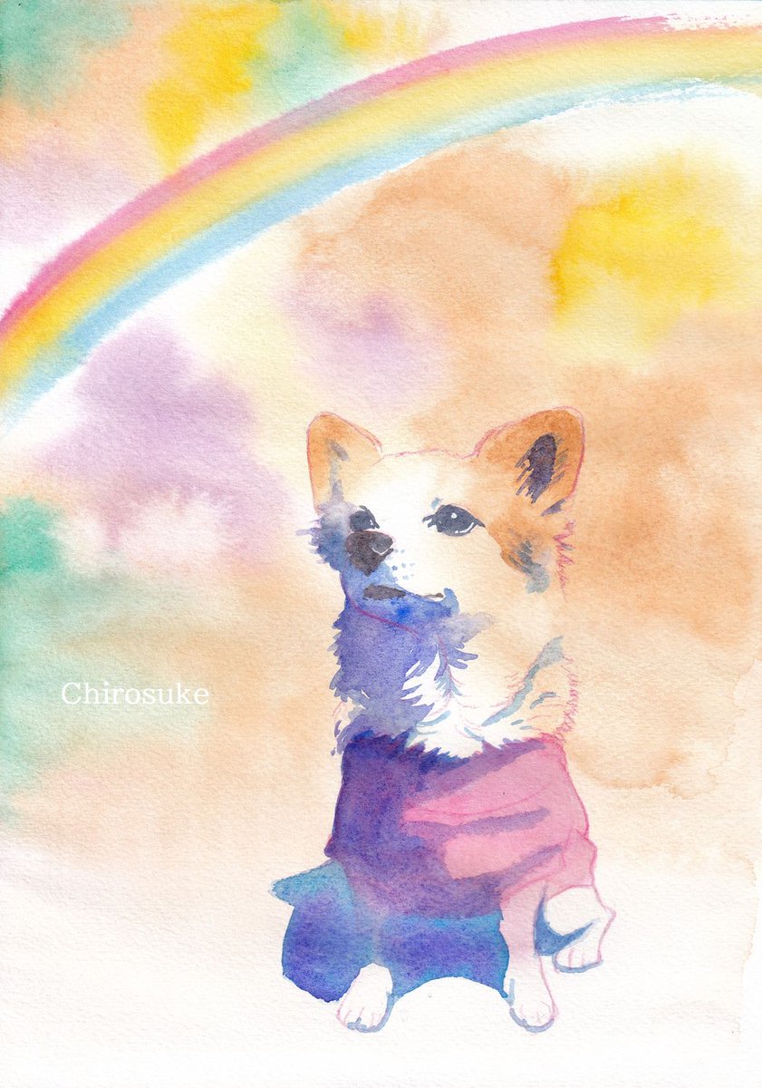 「#新春私の作品広まれ祭り 透明水彩で愛犬を描いています今年も楽しんで描けたら 」|ちろ助のイラスト