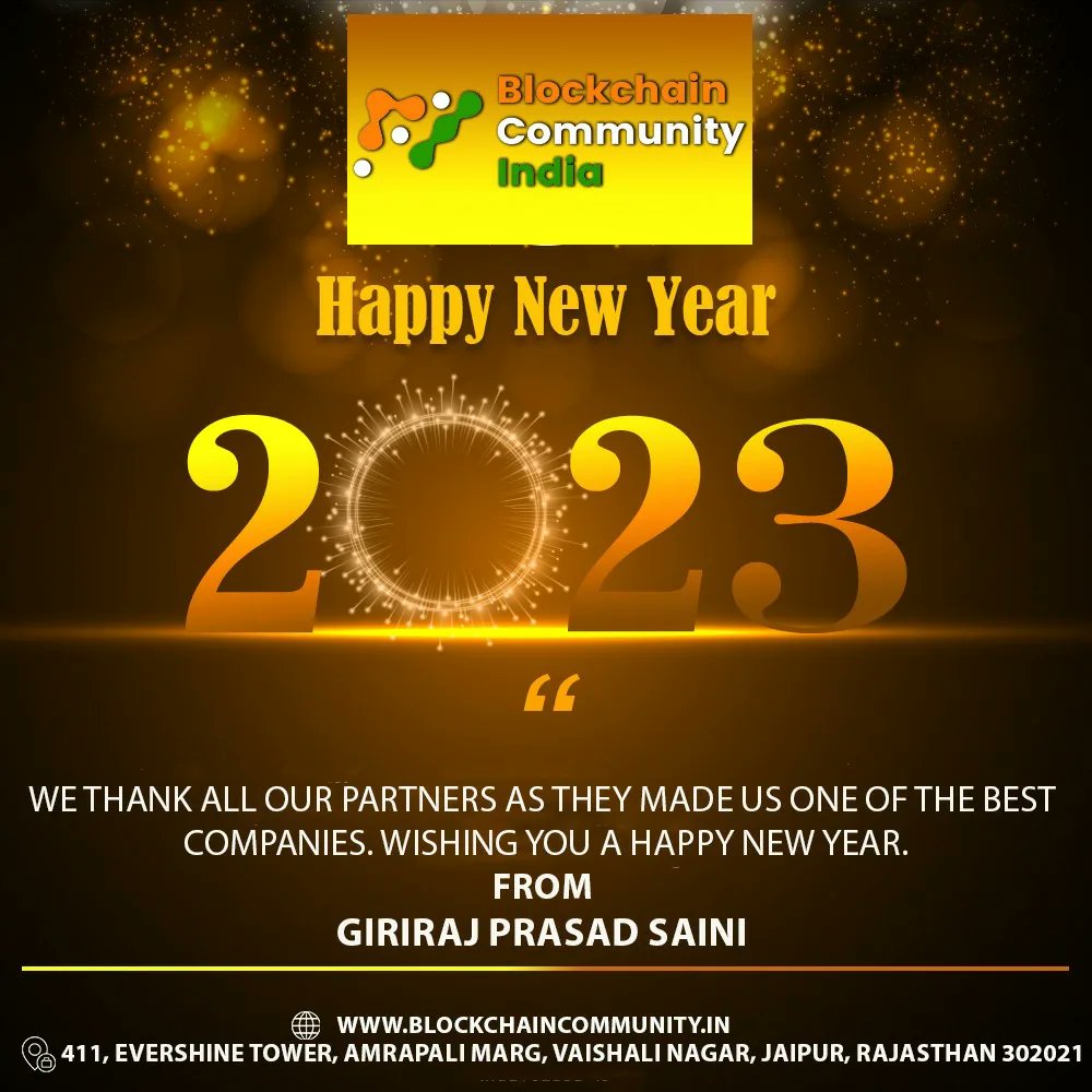 EarnWithGPSaini's tweet photo. Happy New Year!
May the coming year be full of grand adventures and opportunities

Life is short. Dream big and make the most of 2023!

Giriraj Prasad Saini 
Founder &amp; Chairman
                Of
BLOCKCHAIN COMMUNITY INDIA 

#HappyNewYear #HappyNewYear2023
#newyear #BCI #BCIGROUP https://t.co/FP6EC5BN1L