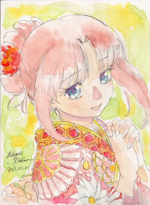 あけましておめでとうございます。例年の如く、水彩絵を描いていたらこんな時間になってしまいました。今年もよろしくお願いします。 