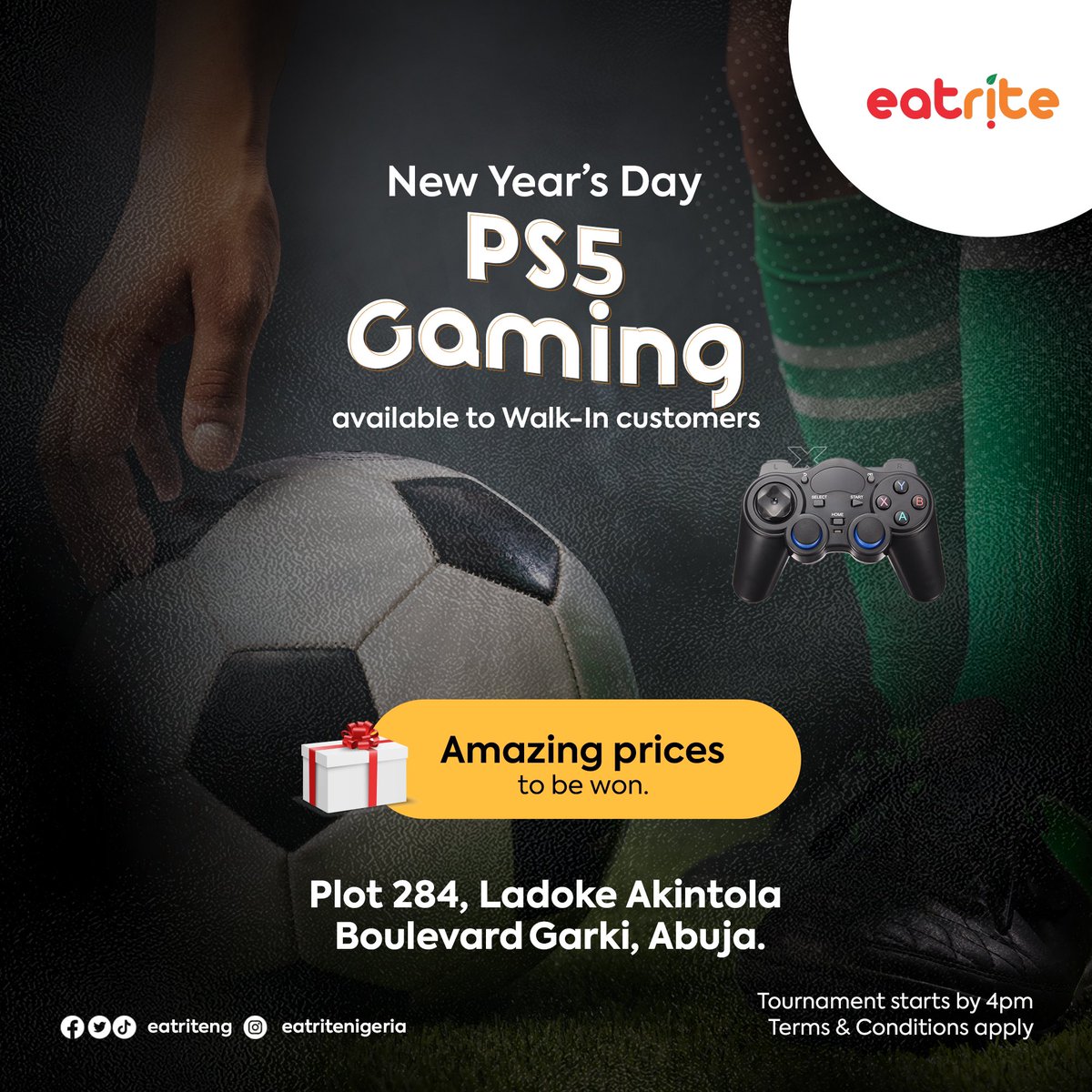 In the spirits of the New Year celebrations, we are having a gaming tournament Bring your ‘A’ game and connect with others in gaming tournament. Do you have what it takes? #EatriteisOpen #eatritenigeria #abujaplaces #abujafoodies #AbujaTwitterCommunity