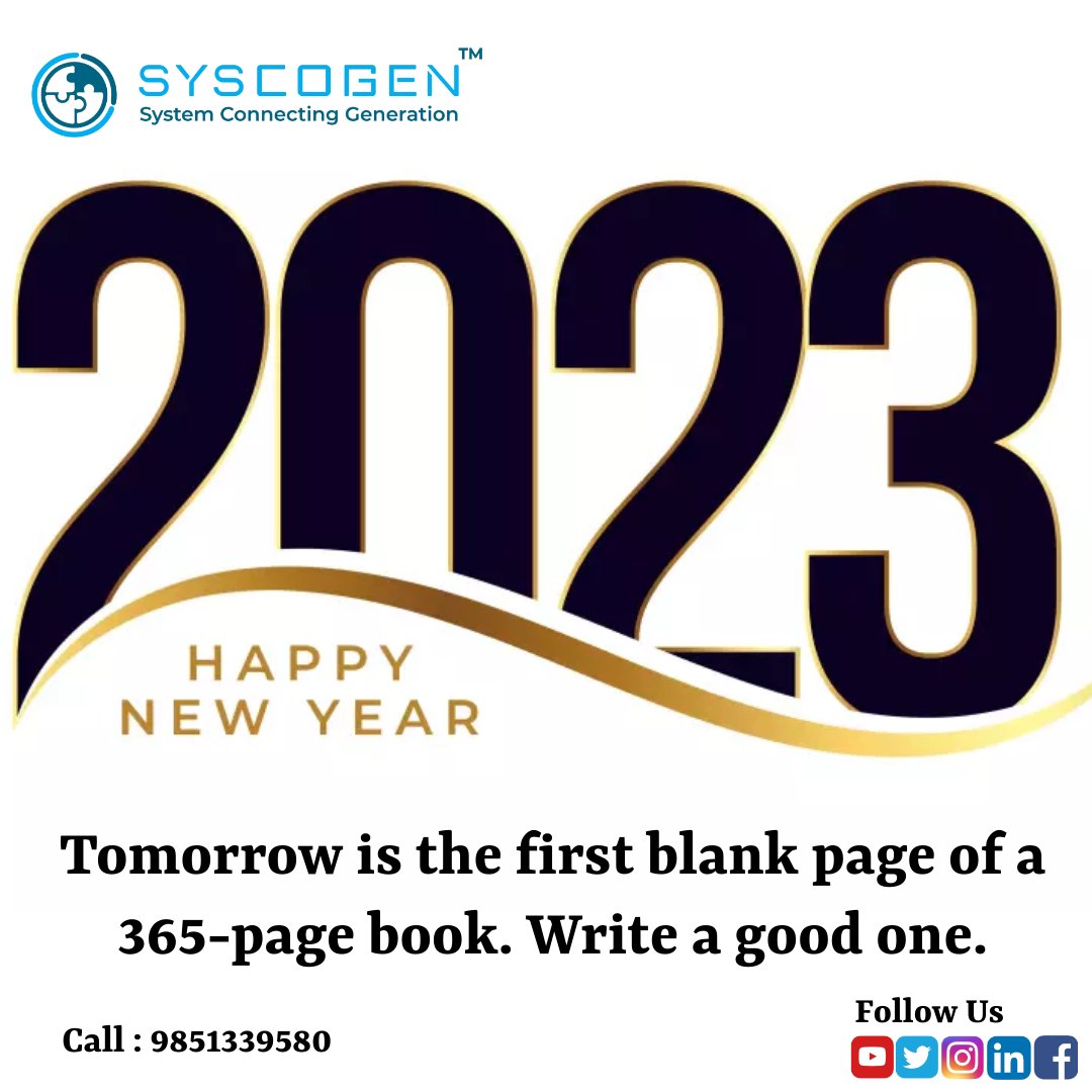 syscogen's tweet image. This New Year we thank all for allowing us to serve and we promise to make your experience a satisfying and elevating one in the coming days. #HappyNewYear! From our entire management team, we’re wishing you and your family a safe, healthy, and prosperous new year!
#Syscogen