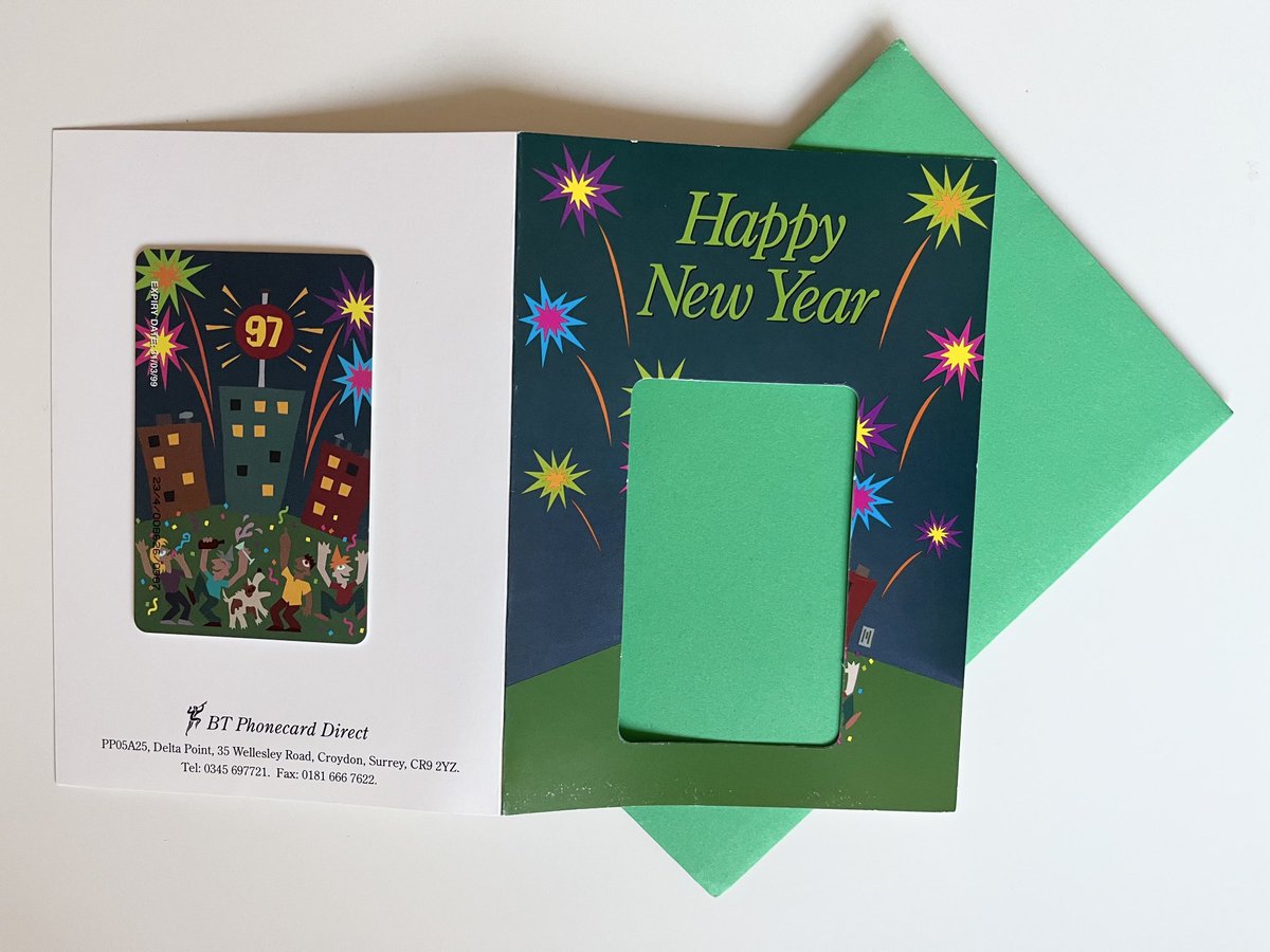 NigelLinge's tweet photo. Happy New Year. Having shared pictures of #phonecards celebrating Christmas, I have only one in my collection that celebrates new year and it is this 1997 one from BT. #telecoms https://t.co/LuMGhl1XyA