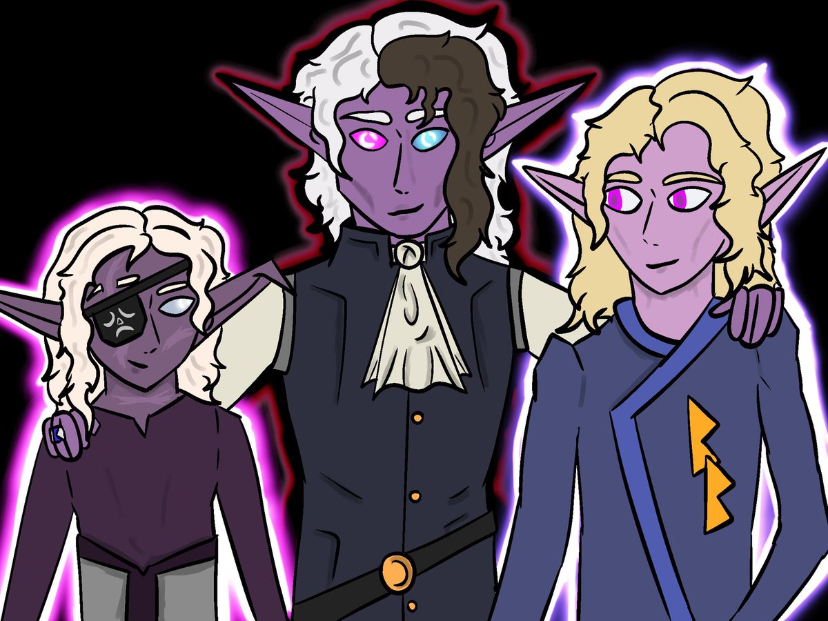 enby_kineticist's tweet image. Aaaand we’re done! #drowcember day 31: All my Alecsandris! Florin with Val and Vioria :)
This has been a very fun challenge and I actually did a month! Of drawing! Kinda! Some were combined but ehhhh