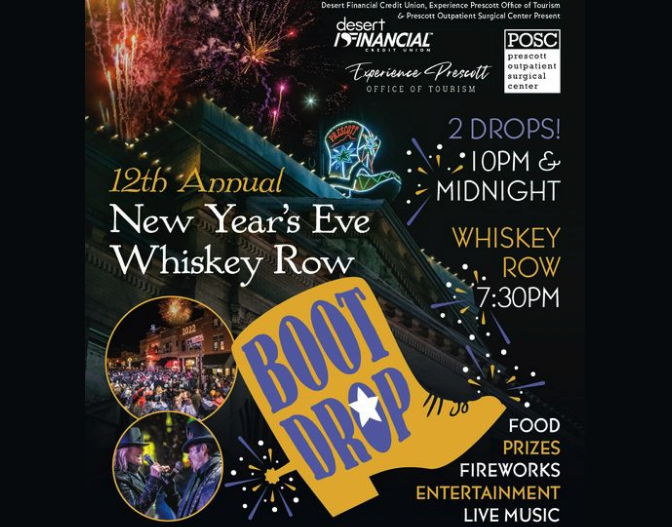 living_prescott's tweet photo. LIVE — The New Year's Eve Whiskey Row Boot Drop is being live streamed from downtown Prescott! Watch the Boot Drop at 10 p.m. and again at midnight, along with fireworks and live music. Watch live at https://t.co/jluKAZP7uO.
#prescott #prescottaz #bootdrop #whiskeyrow https://t.co/FtOBoXVney