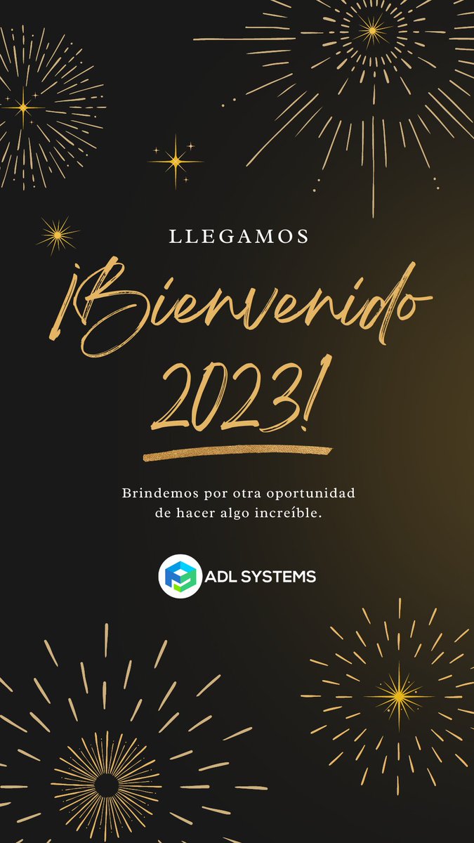 adl_systems's tweet photo. 🥳🎉Bienvenido 2023!!🎇🎉
Brindamos por otra oportunidad para hacer algo increíble.
#AnoNuevo2023 #2023NewYear #FelizAnoNuevo2023 #adlsystems https://t.co/8QAqIxqOSx
