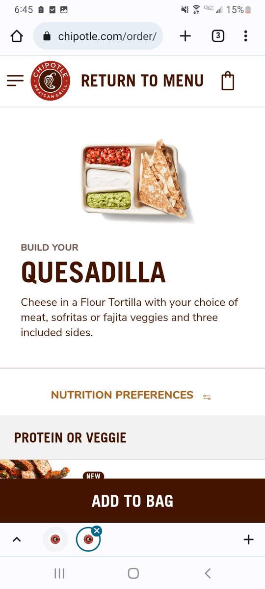btcroft's tweet image. Chipoltle Quesadillas are, according to our company, only available online. If you get one on a main line, they are breaking company policy. I don't care what your Tik Tok videos say. And you can't pair veggies and meat. You're a horrible customer.