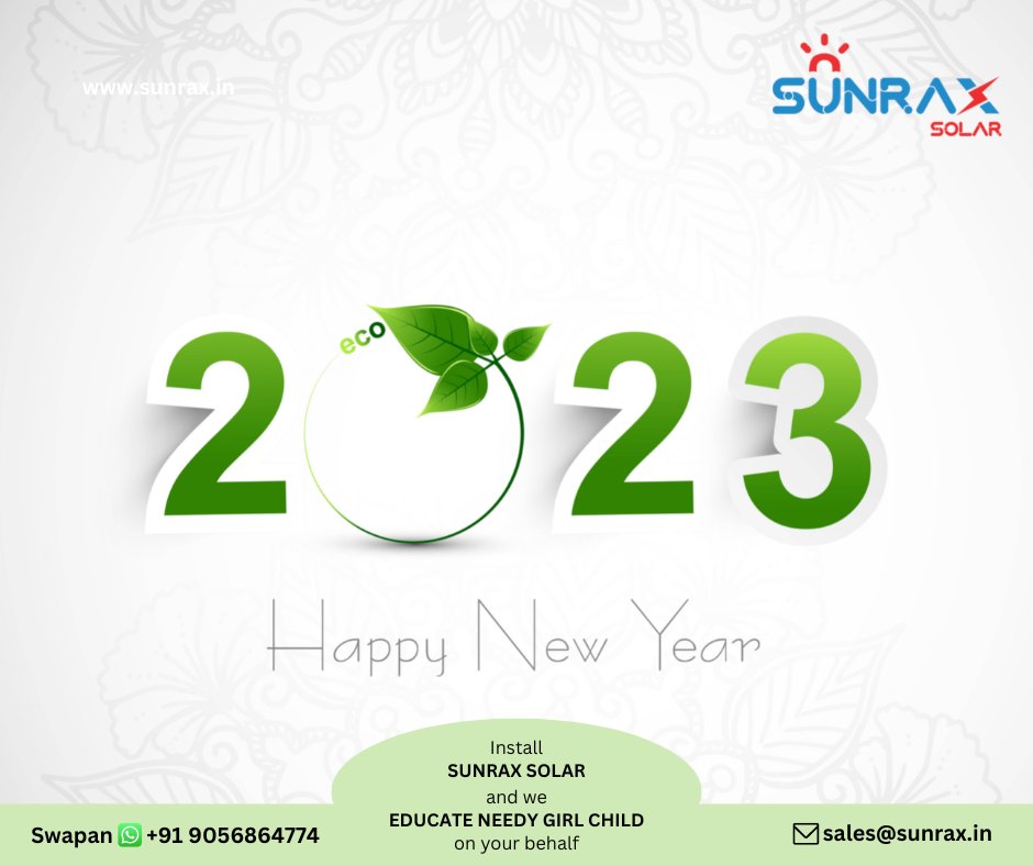 SunraxGroup's tweet photo. Sunrax Solar wishes you “Happy New Year 2023”

May this year brings new happiness, new goals, new achievements and a lot of new inspirations in your life. Wishing you a year fully loaded with happiness and Prosperity.

#SolarPanels #solar #solarenergy #solarpower #solarpv https://t.co/DH0sdLvk2L