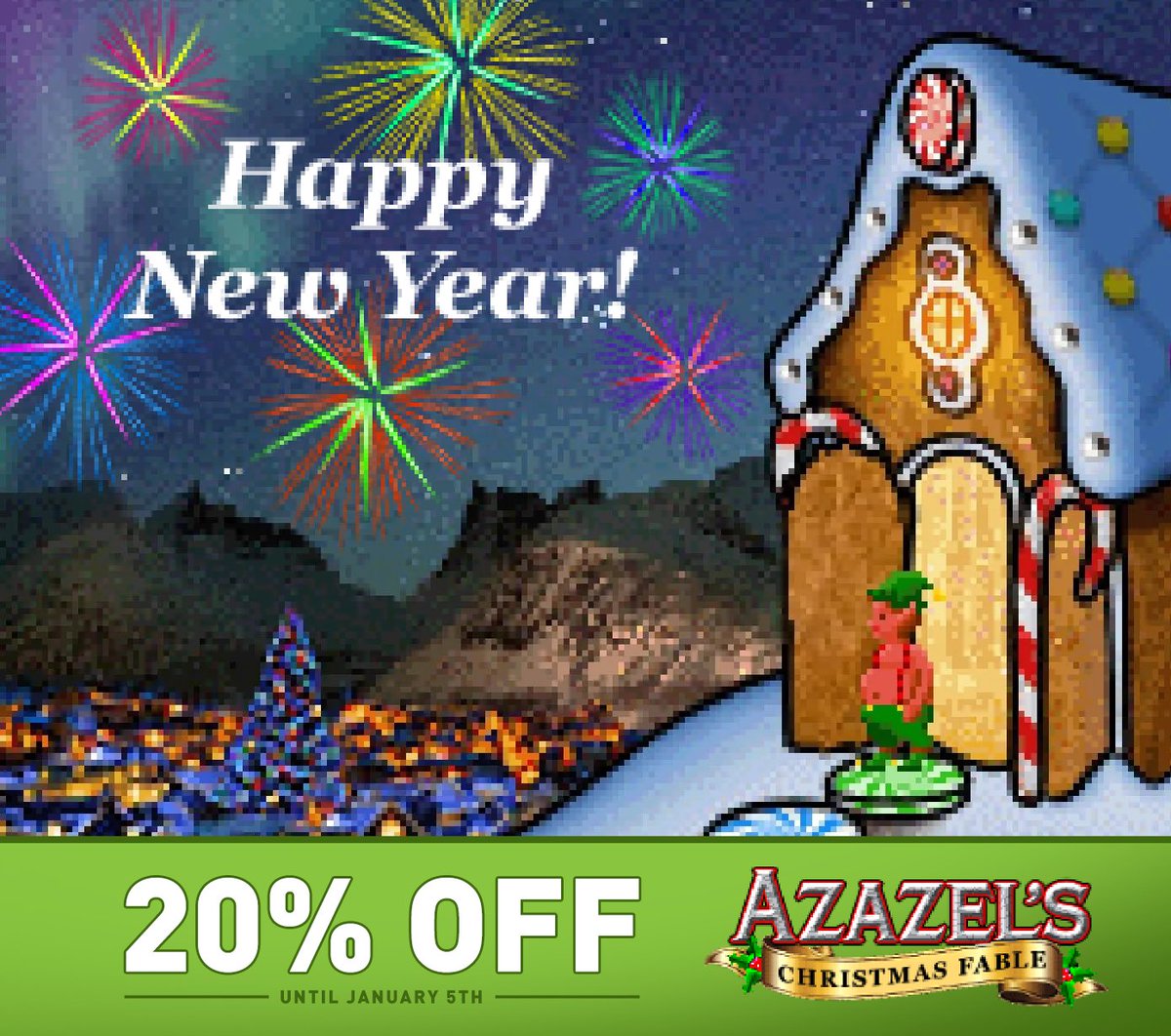 MuhlbockGames's tweet photo. Wishing everyone a happy new year! Azazel's Christmas Fable is currently 20% off!
https://t.co/GXjKmfi7GA
#indiegame #pointandclick #adventuregame #gamedev #indiedev #8bit #retrogaming #retro #16bit https://t.co/ynM9dcwdrM