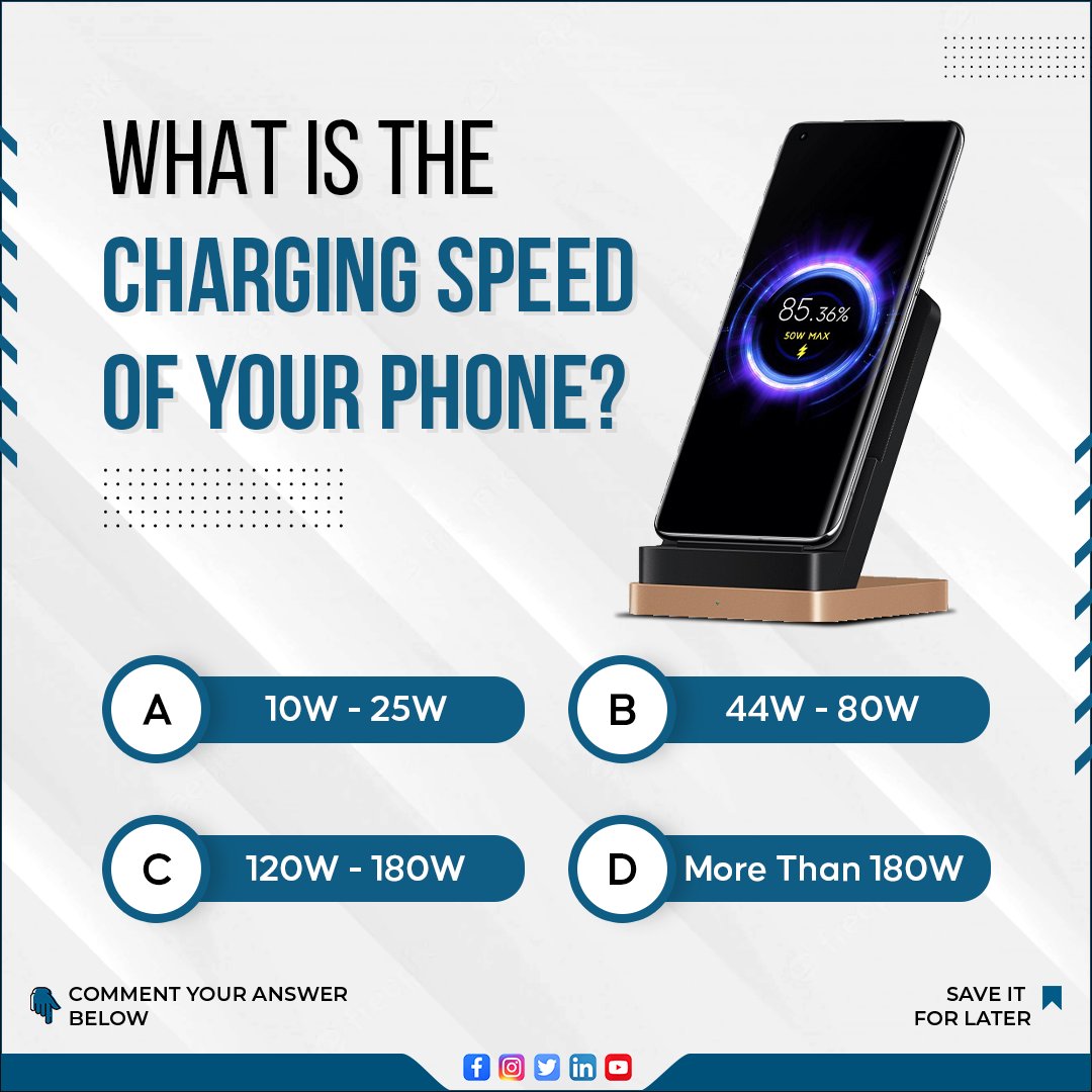 GizNext's tweet photo. Tell us in the comments below!
#quiz #quizoftheday #chargingspeed #smartphonequiz #gadgetquiz #ContestAlert #giznext https://t.co/B2MoIMk9YR
