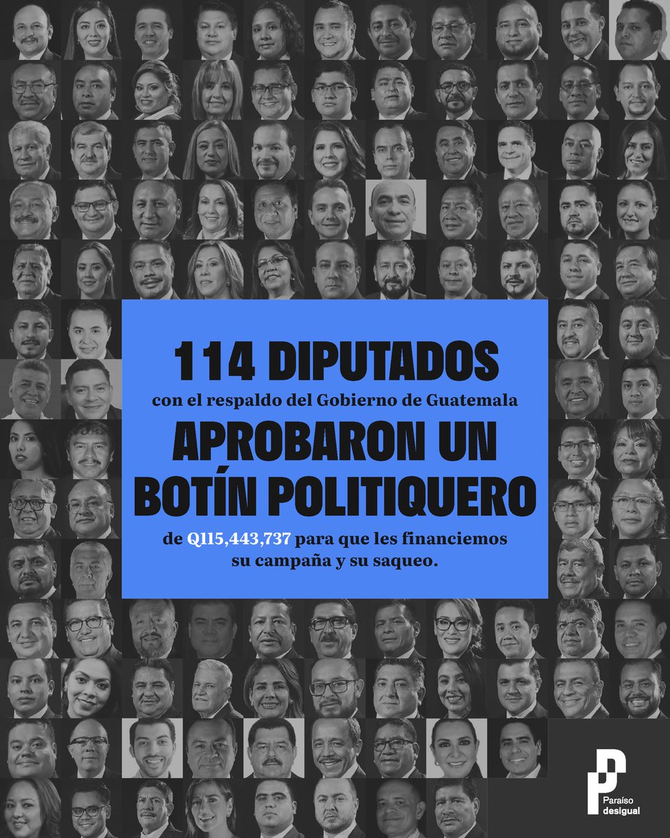 Saludos pueblo Guatemalteco.
Paso a recordarles que diputados vendieron al pueblo por beneficiarse.
Que para estas postulaciones de elecciones 2023 no regresen al congreso.
#FueraDiputadosCorruptos
#NingunVoto
#PuebloAlegreYUnido