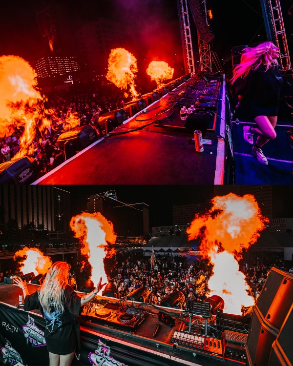 JackpotNYE's tweet photo. Our flames are heating up the rails tonight 😌😈 @rossykate absolutely lit up Downtown Las Vegas with her energy tonight, and we’re just getting started. https://t.co/tqeGKKAd0b