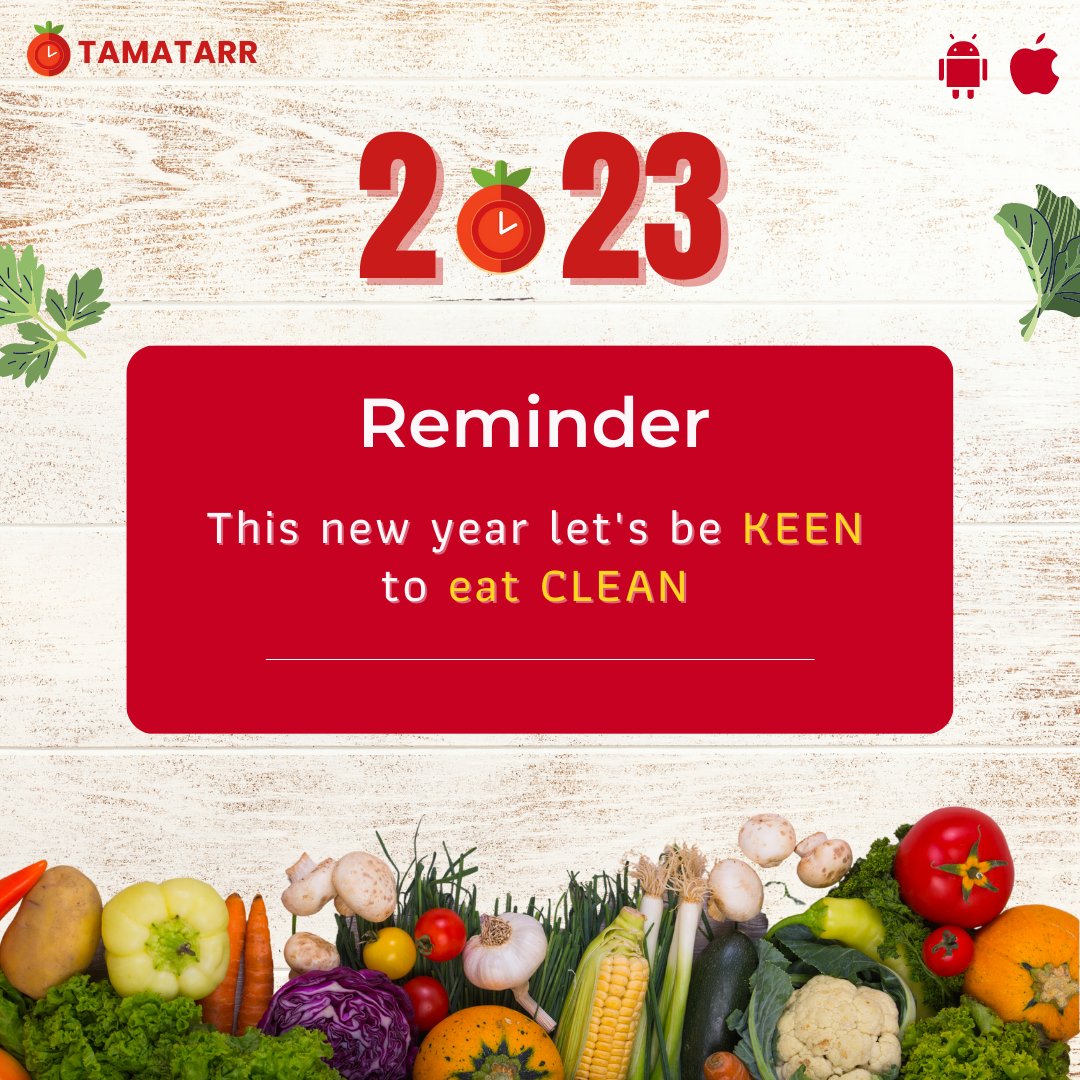 TamatarrApp's tweet photo. 🎊 Let's begin this year with mindful &amp; clean eating habits. 🎊
Cheers to the 🍎🥦 FRESH 🍎🥦beginning with 🍅 TAMATARR 🍅
.
.
.
.
.
.
.
#happynewyear #cheers #amazing #trending #instagood #instagram #welcome #newyear #tamatarrapp #farmfresh #healthy #goodbye2022 #cleaneating https://t.co/JhZ2vmZJxz