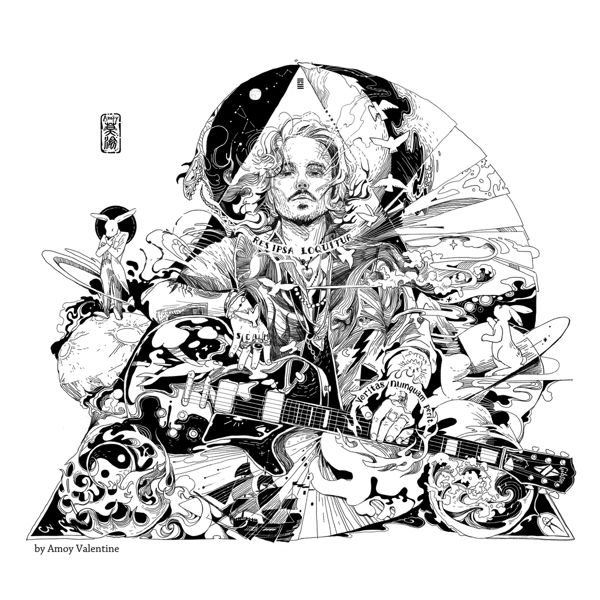 Amoy_Depp's tweet photo. Happy New Year 2023! It's Bunny Year again!
The  carefree little rabbit becomes a wise bunnyman :)
Sail agian! Our beloved 60-year-old captain! 2023 is a big year to celebrate!
#JohnnyDepp 
#Illustration #original #lineart #NeverFearTurth
#ResIpsaLoquitur #VeritasNumquamPerit https://t.co/8OIEVjZVO9
