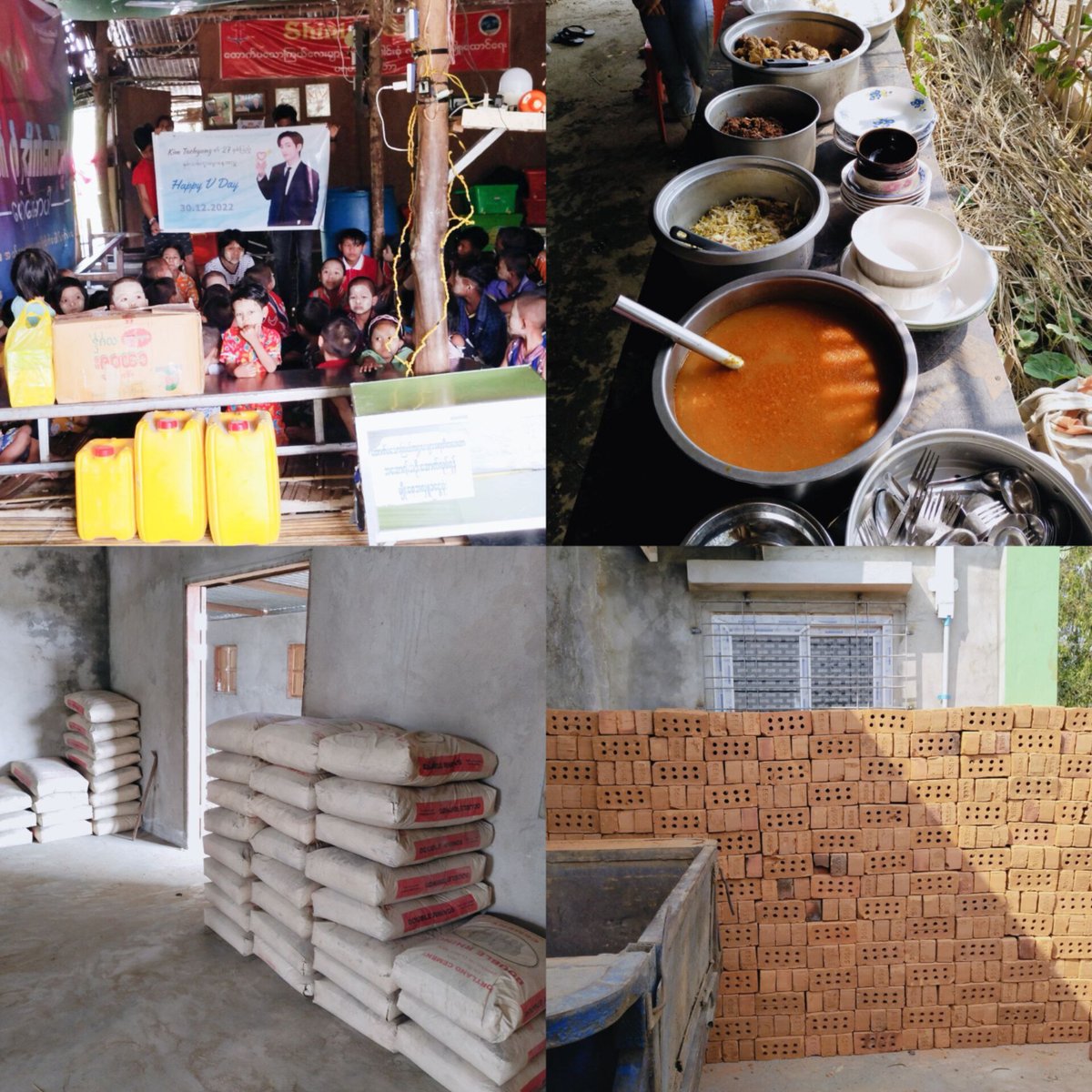 BTSV_Myanmar's tweet photo. We will continue celebrate Taehyung's birthday so we were making donation projects in New Year. Today, we have been donated a lunch, other snacks &amp; milks to childrens who live in "Shining Star Orphan Childs &amp; Youth Welfare Center" in Yangon Myanmar. And then they need to build + https://t.co/F3WTMajA8B