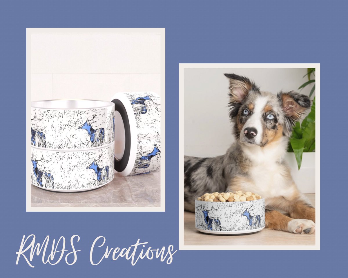 rmdscreations's tweet photo. #printondemand #rmdscreations #runmedownstation #pets #forpets #furrybabies #petbowl #deerart #deer https://t.co/cXwLoYxz5T
