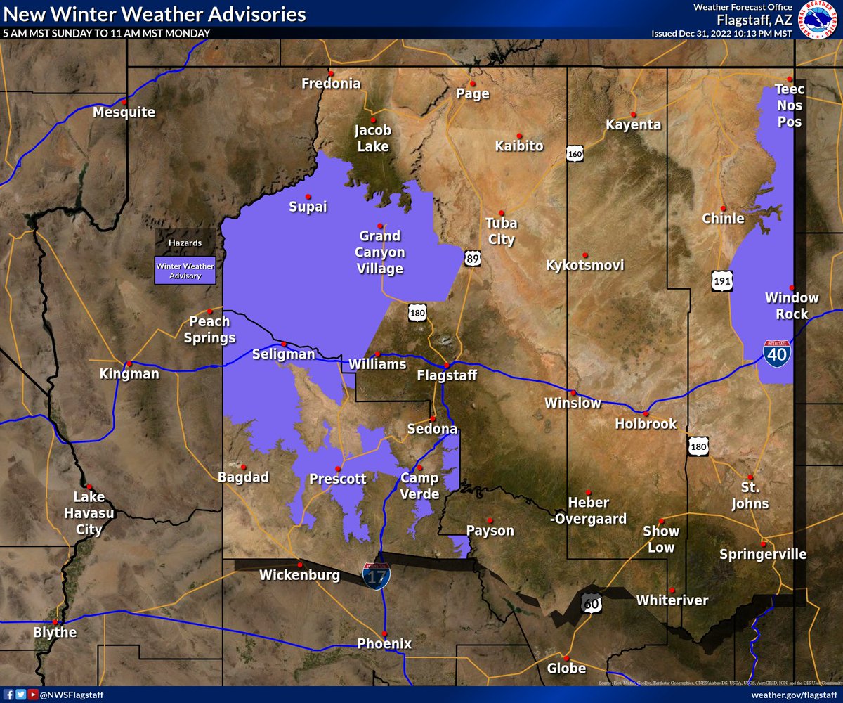 NWS Flagstaff on Twitter "Winter Weather Advisories have been issued