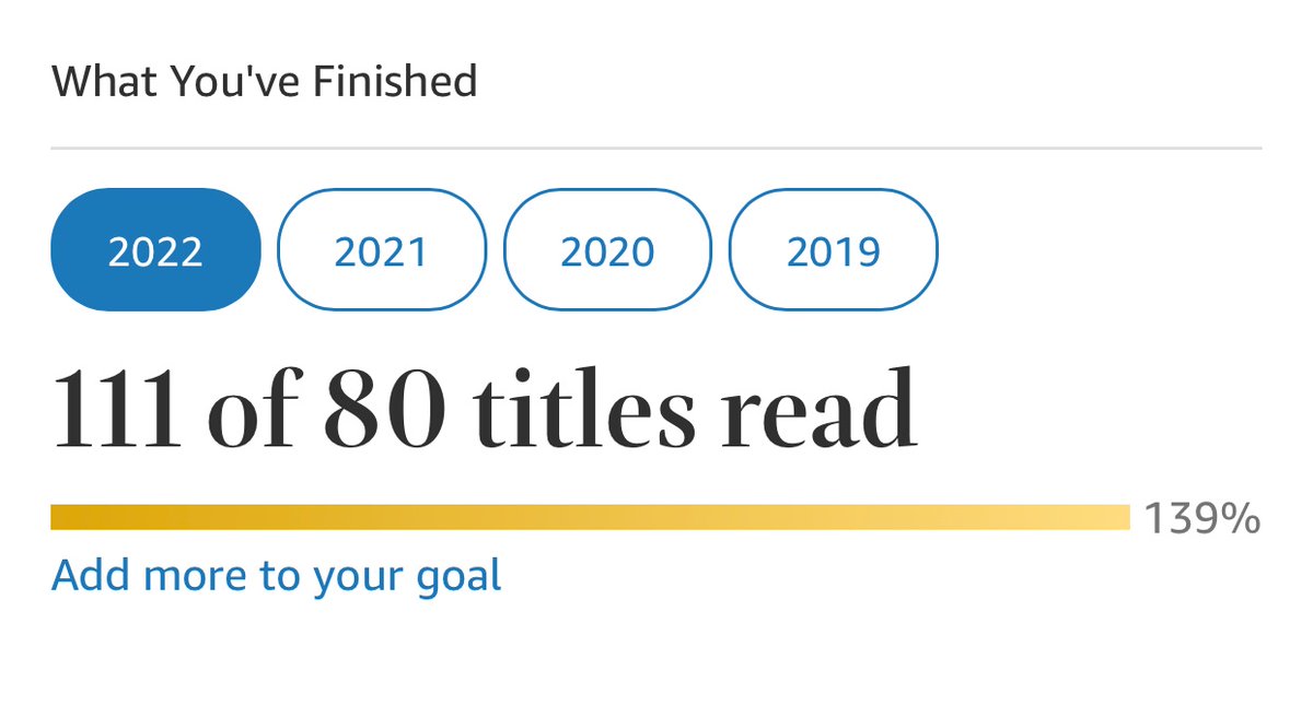 I’ve read 102 weeks in a row and counting, destroyed my reading goal for this year!