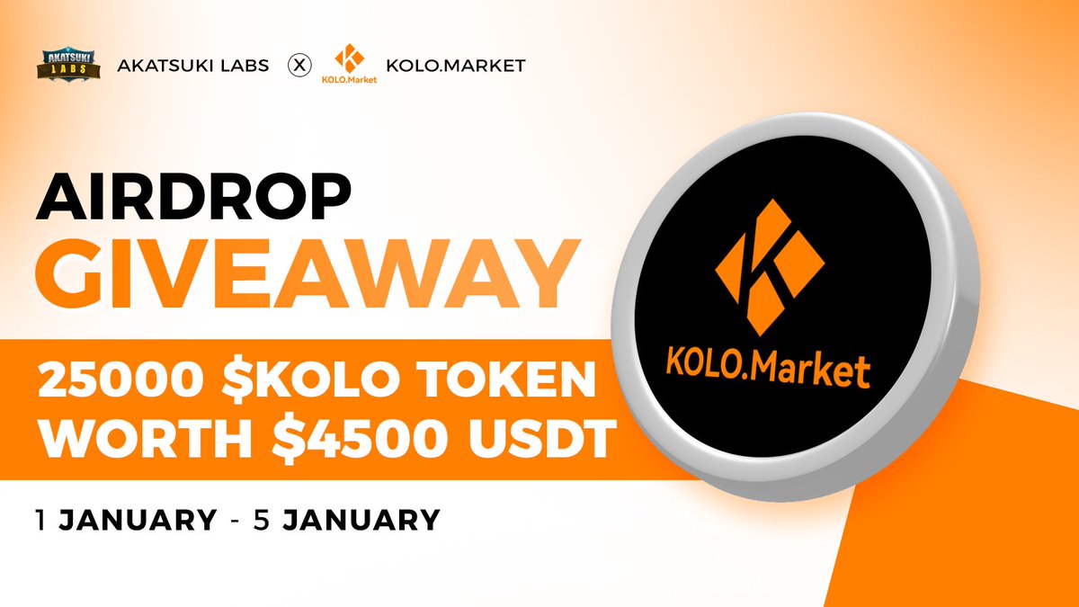 AkatsukiLabs's tweet photo. ⚔️ Partnership With @KOLONFT

🎟️ Giveaway -
🎁 Total Pool 25000 $KOLO Tokens Worth $4500 USDT 🏆

To Enter - 
1⃣ Follow @AkatsukiLabs &amp; @KOLONFT
2⃣ ❤️,RT &amp; Tag 3 friends
3️⃣ Finish Gleam Task 👉 https://t.co/525e4GI0j7

⏰ 05 January 
#Airdrop #AkatsukiLabs #NFTs https://t.co/ljg76naKRr