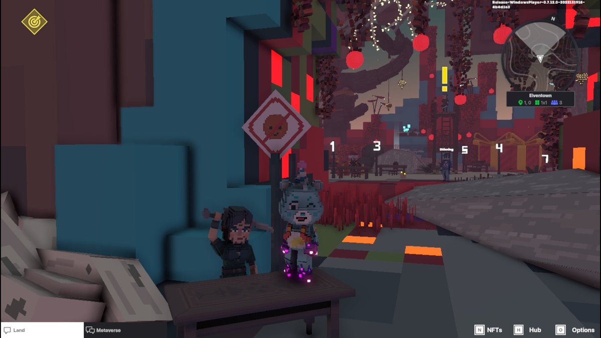 SJedorn's tweet photo. @TheSandboxGame I found one of the "No smile allowed" signs in Elventown!😐 I participated in the #SeasonsGreetingsTSB challenge for a chance to win an NFT! https://t.co/AKNfnQp3ka