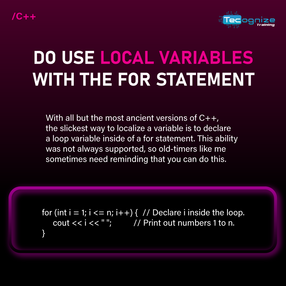 Tecognize's tweet photo. #tecognize #training #techtips #C++ #programming https://t.co/EpBlfzwEda