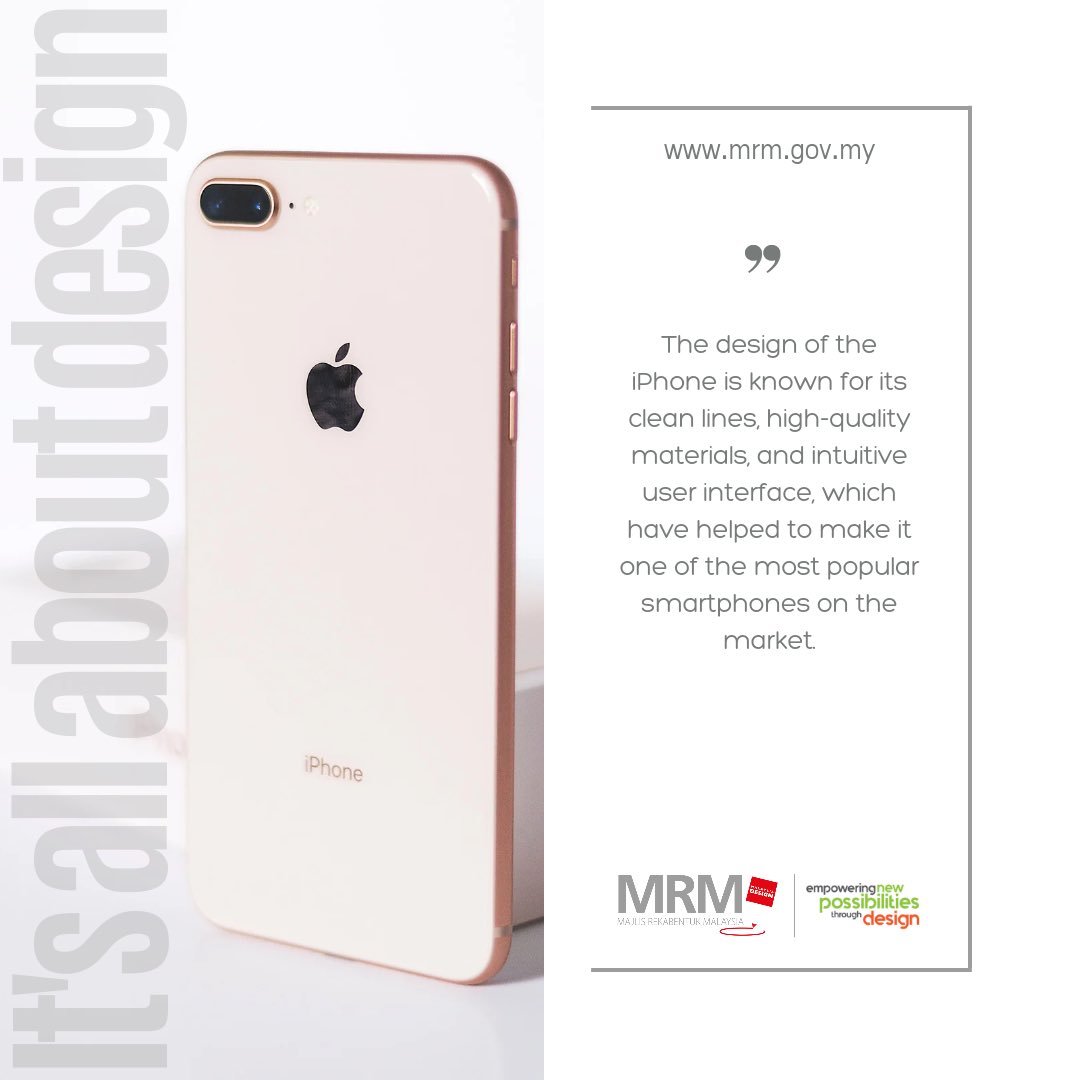 info_mrm's tweet photo. It's all about design!

The design of the iphone is known for its clean lines, high quality materials and intuitive user interface, which have helped to make it one of the most popular smartphones on the market.

#itsallaboutdesign
#designmatters
#malaysiadesigncouncil 
#funfact https://t.co/Po1M6NDKNN