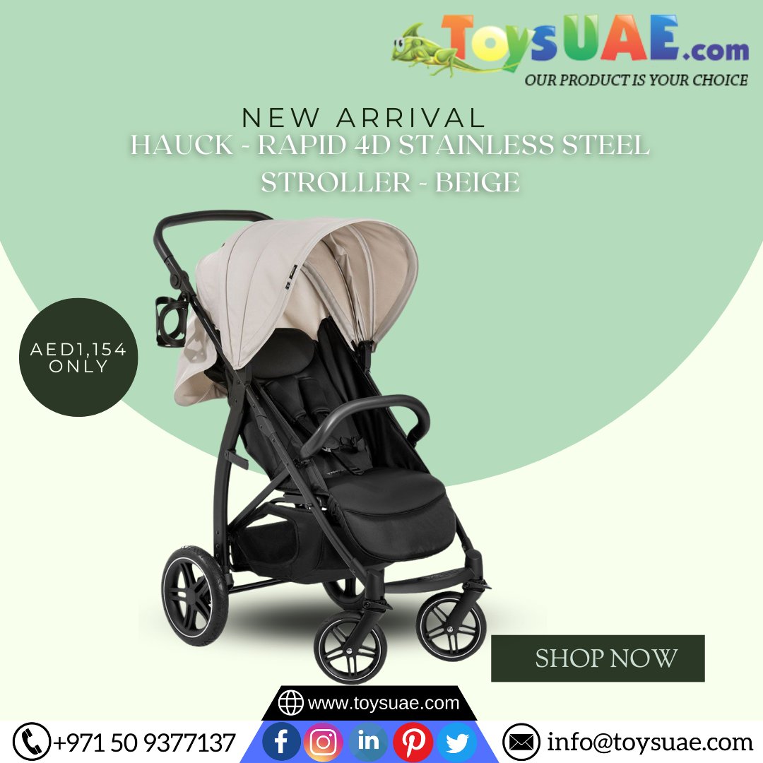 ToysuaeOfficial's tweet image. New Arrivals Baby 4D Stainless Steel Stroller
Hauck - Rapid 4D Stainless Steel Stroller - Beige
REASONABLE PRICE AT toysuae.com/hauck-rapid-4d…
FREE DELIVERY AT YOUR DOORSTEP
📞 +971 50 9377137
#doublestroller #lightweightstroller #lightweightbabystrollerfornewborn #toyuae