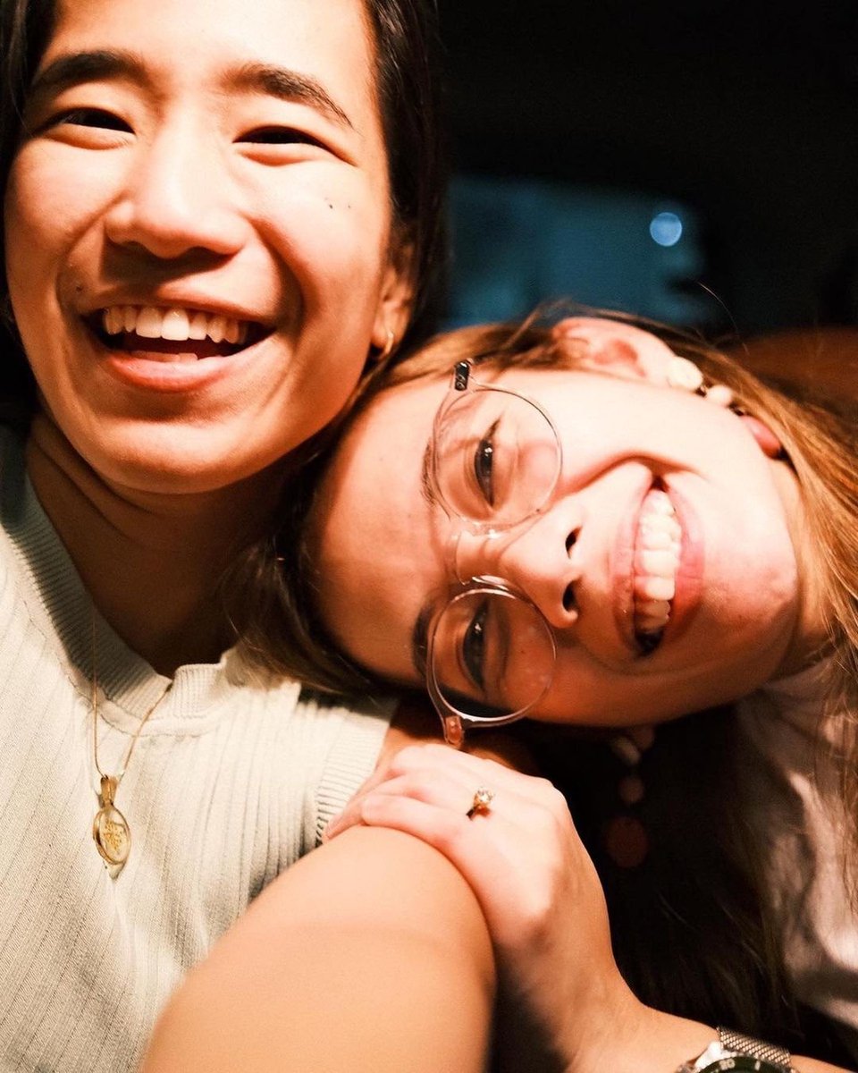 philstarlife's tweet photo. THEY'RE ENGAYGED! 💍

Ben&amp;Ben's bassist Agnes Reoma and keyboardist Pat Lasaten revealed that they got engaged last year. READ: https://t.co/0lOeyPJdXg

📷 Agnes Reoma on IG https://t.co/p2Ux6NlE6w