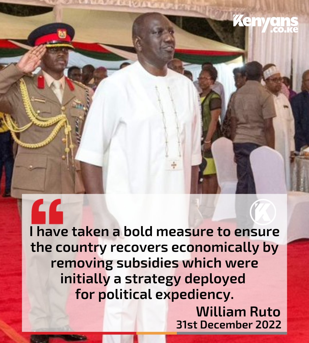 Kenyans's tweet image. I have taken a bold measure to ensure the country recovers economically by removing subsidies - William Ruto