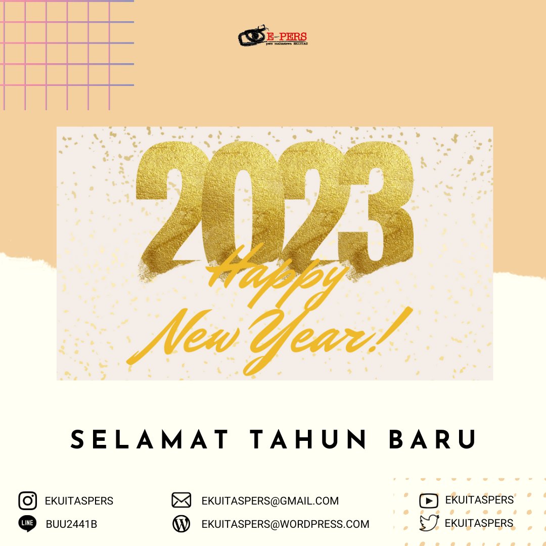 EkuitasPers's tweet photo. Kami keluarga Ekuitas Pers STIE Ekuitas mengucapkan Selamat Tahun Baru 2023!

Mari menjadi pribadi yang lebih baik lagi di tahun ini, dan terwujudnya impian dan tujuan kita di tahun ini.

#ekuitaspers 
#hancurkanviruskebodohandenganviruskecerdasan https://t.co/z9eiAqFwLQ