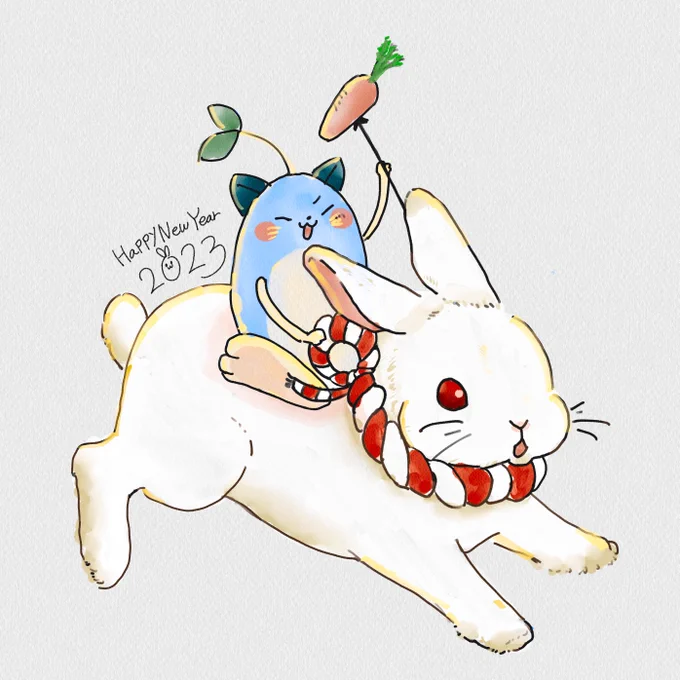 #2023年新春まめねこ書初め60分一発勝負あけおめ 