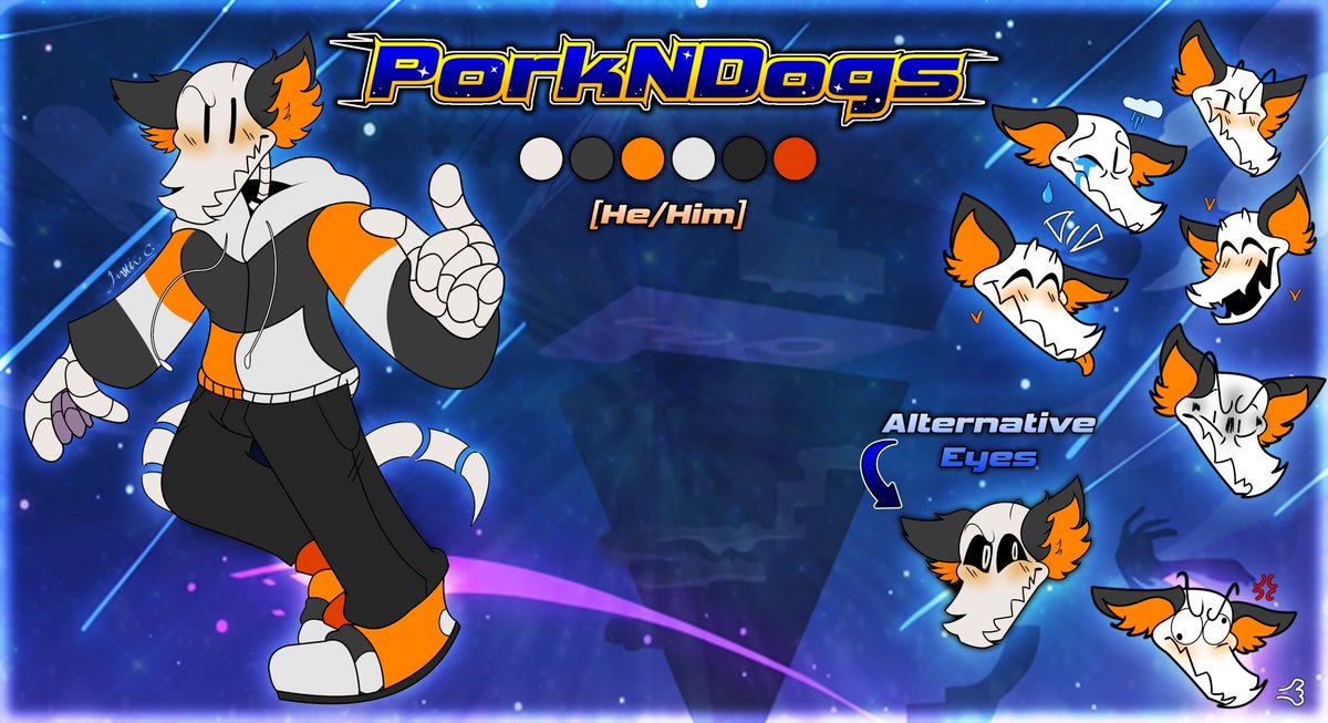 PorkNDogs's tweet photo. And the New Year's surprises don't end just yet!

For the new year, the new reference sheet for my OC is now complete with the look corresponding to all major platforms!! 

Check it out!!
#originalcharacter #oc #persona #fursona #furryart #art #referencesheet #Dog #porkndogs https://t.co/rgEVPKYYbG