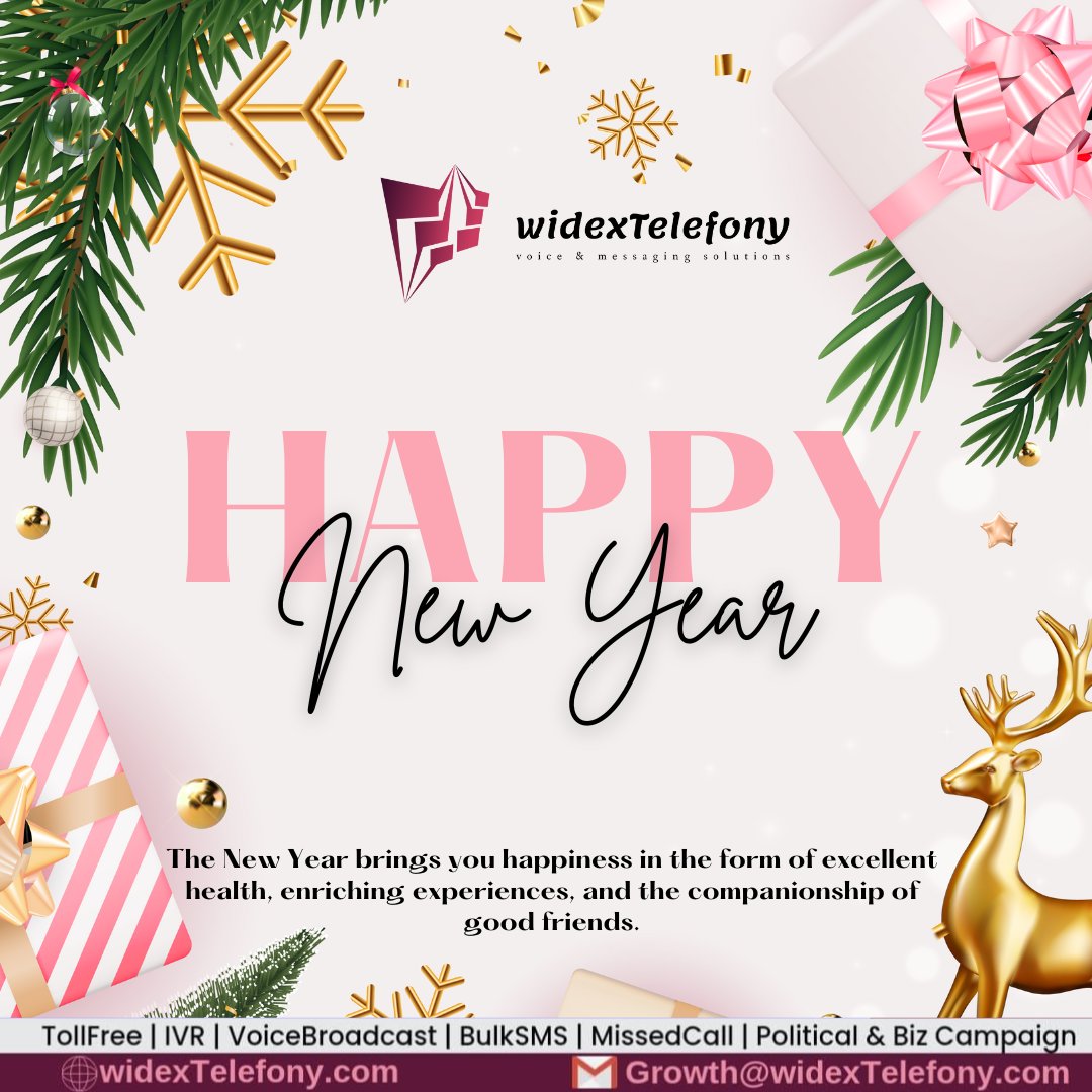 Wishing You a Very Happy New year 
The New Year brings happiness in the form of excellent Health, Enriching Experiences, & Companionship of good Friends.
.
.
.
.
.
.
.
.
.
#ivr #telemarketer #voiceover #virtualnumber #sms #complyindiagrowindia  #sms #callmanagement #HappyNewYear