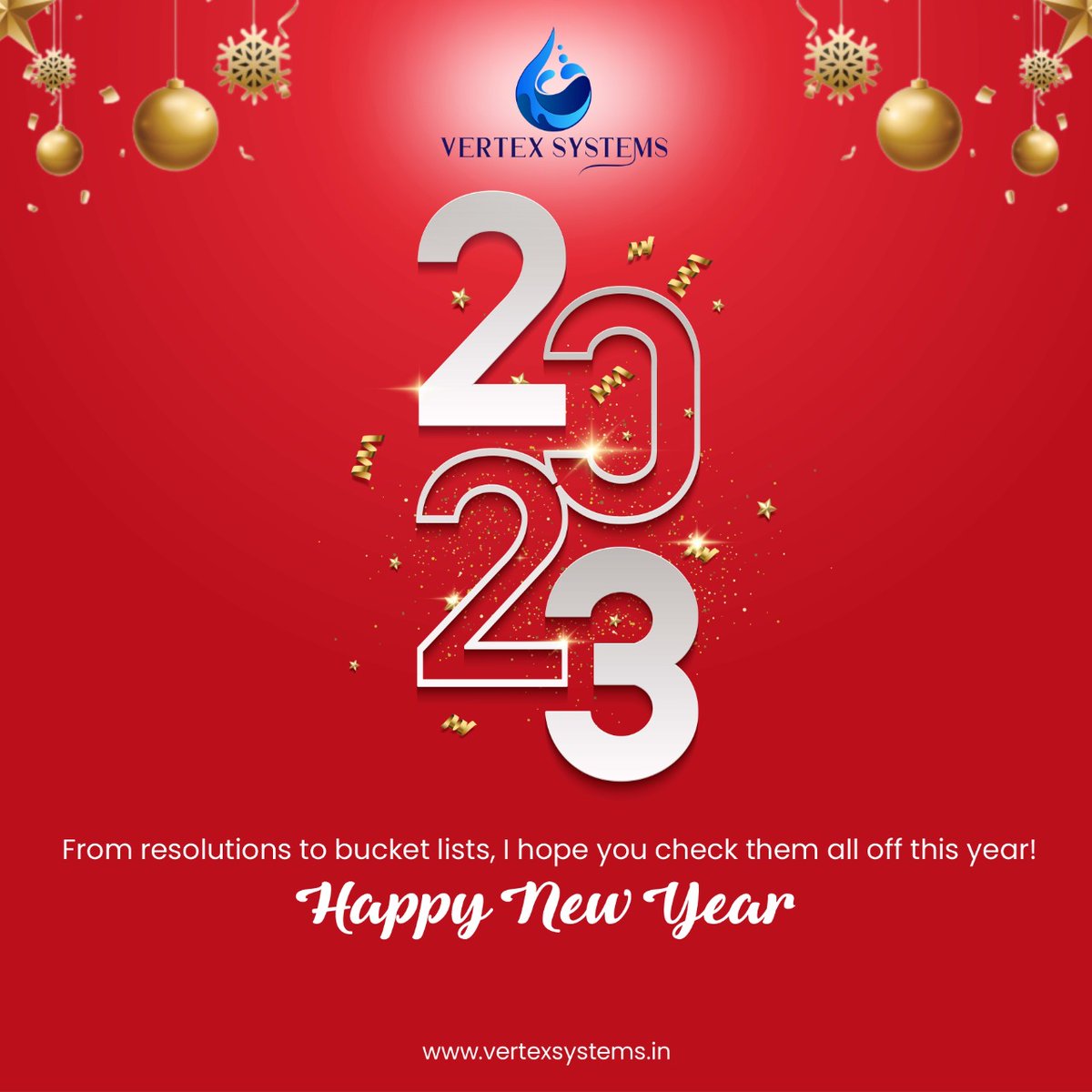 Vertexsystems1's tweet photo. 𝐇𝐚𝐩𝐩𝐲 𝐍𝐞𝐰 𝐘𝐞𝐚𝐫
Wishing you and your family a happy new year filled with hope, health, and happiness - with a generous sprinkle of fun!

#happynewyear #happynewyear2023 #christmas #newyearseve #happy #party #winter #newyears #travel #celebration #music #Sucess https://t.co/xtc3ncqc5D