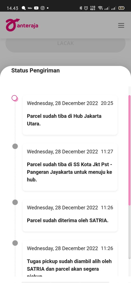 Liaarh_'s tweet photo. @anteraja_id Min ini paket udah setahun ga berubah berubah min masih di hub aja wkwk https://t.co/NMKEaqYiyH