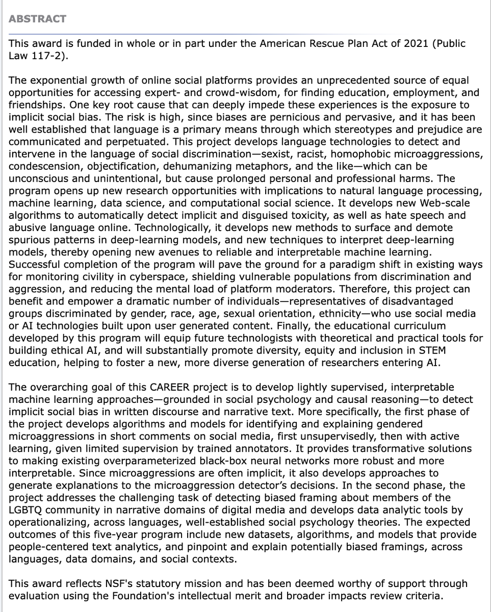christopherrufo's tweet photo. The federal government is now funding an initiative to train AI to censor social media content. The NSF-backed program promises to "detect and intervene" in cases of "gendered microaggressions," "dehumanizing metaphors," and "disguised toxicity."

Get ready: woke AI is coming. https://t.co/BTV6gdKcvN
