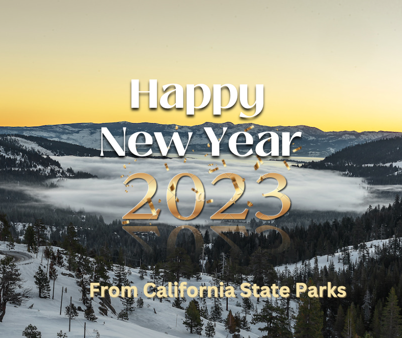 CAStateParks's tweet photo. Happy new year from #CAStateParks! May the new year bring you good health, happiness &amp; fun adventures in the great outdoors. Don't forget to join us for a #FirstDayHike @ more than 50 participating state parks. Info: https://t.co/Jm0OLzJgxv. 🥾 #HappyNewYear #HikeWithCAStateParks https://t.co/isxncFyGgI
