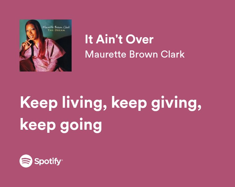 SistuhSowuhl's tweet image. #datpart

It Ain't Over - Maurette Brown Clark
open.spotify.com/track/15DQs3L2…