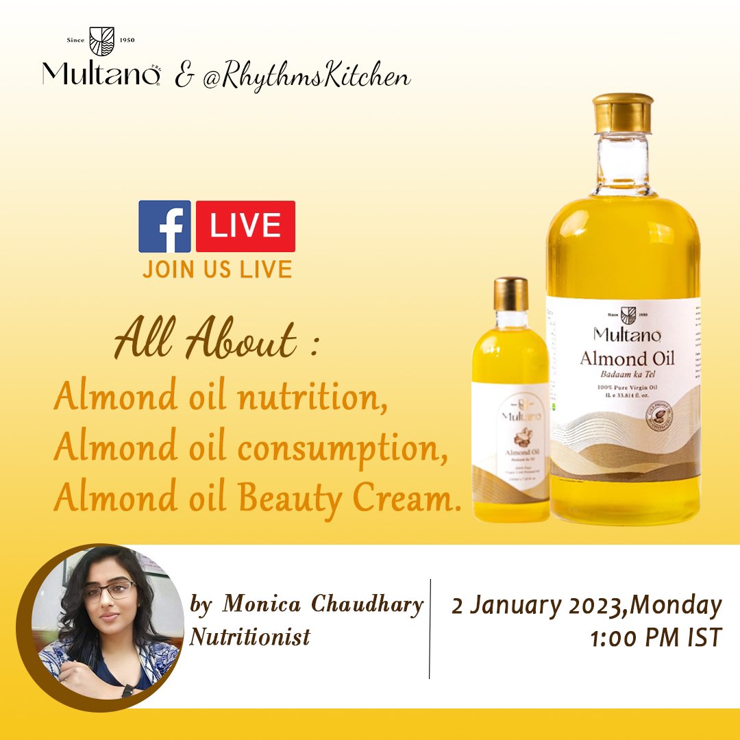 MultanoOfficial's tweet image. Join us tomorrow @2:00 PM Live! Facebook: On Rhythms Kitchen Baking and  Cooking Classes 
All about Almond Oils Goodness, Nutrition and Much more!
Bonus: A live Q &amp;amp; A from the Expert Herself 🙌🏽
.
.
.
#live #FacebookLive #joinlive #cooking #cookingathome #nutritionist #almondoil