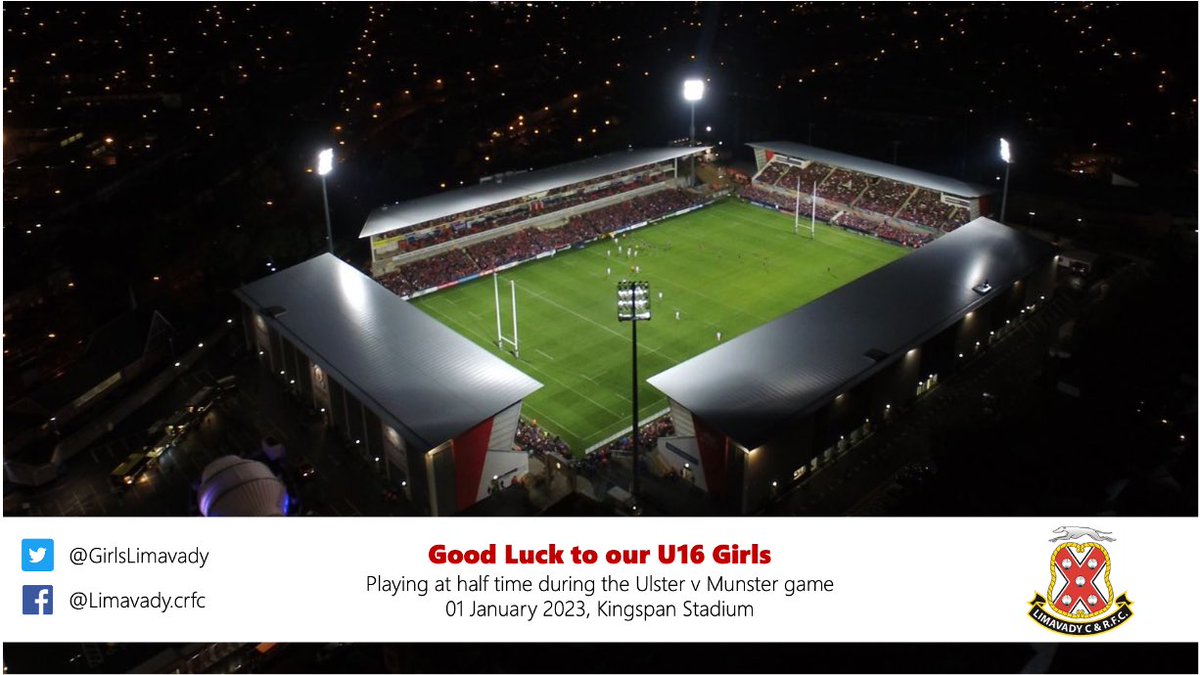 GirlsLimavady's tweet photo. Good luck to our U16 Girls this evening. They play @LetterkennyRFC at half time durning the @UlsterRugby v @Munsterrugby this evening. 🙌🏻🙌🏻💪🏻💪🏻 Go Lims!! https://t.co/rEihZRDHbd