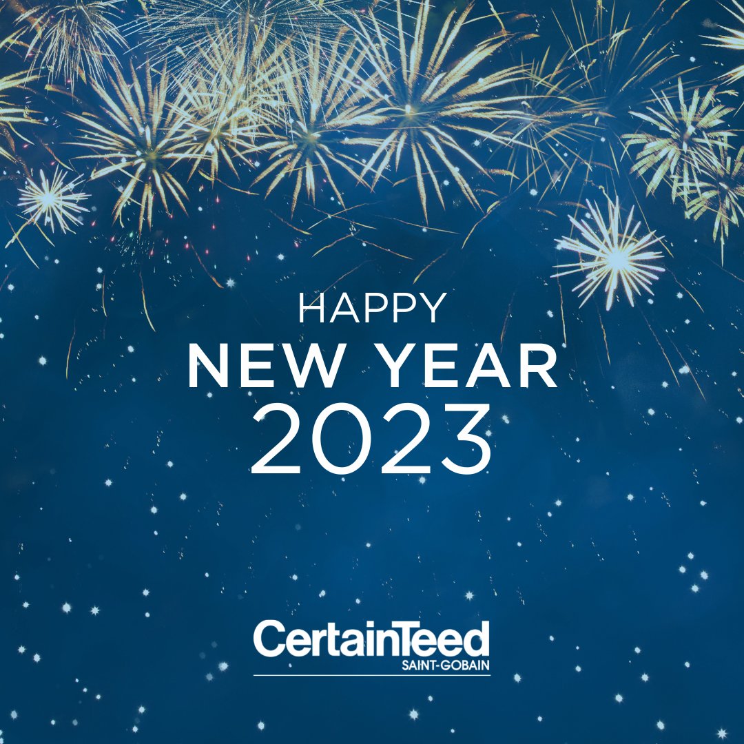 CertainTeed wishes you a Happy New Year! 

May this year bring you happiness and new success to reach. 🌟