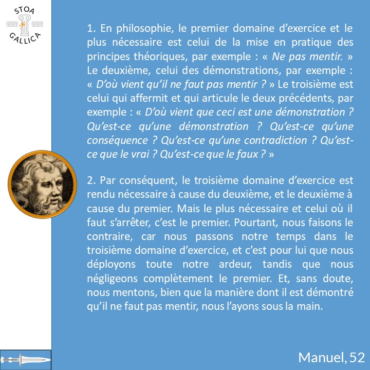StoaGallica's tweet image. Epictète, Manuel, chapitre 52: devenir philosophe.
#lecturesuivie #Manuel #Epictète #stoïcisme #philosophie