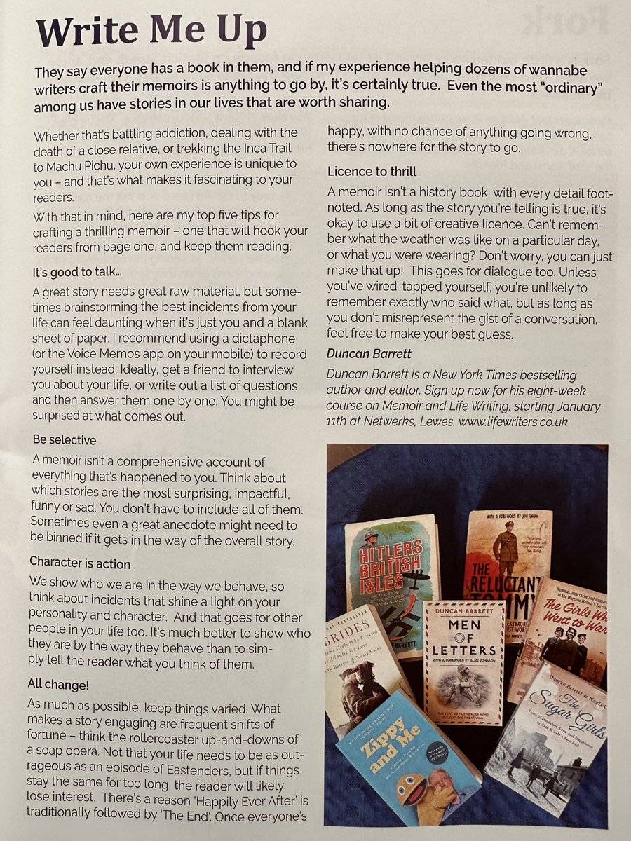 BarrettsBooks's tweet image. My Top 5 Tips for aspiring memoirists, courtesy of this month’s Lewesian. #GetWriting #NewYearsResolution #Lewes #Memoir