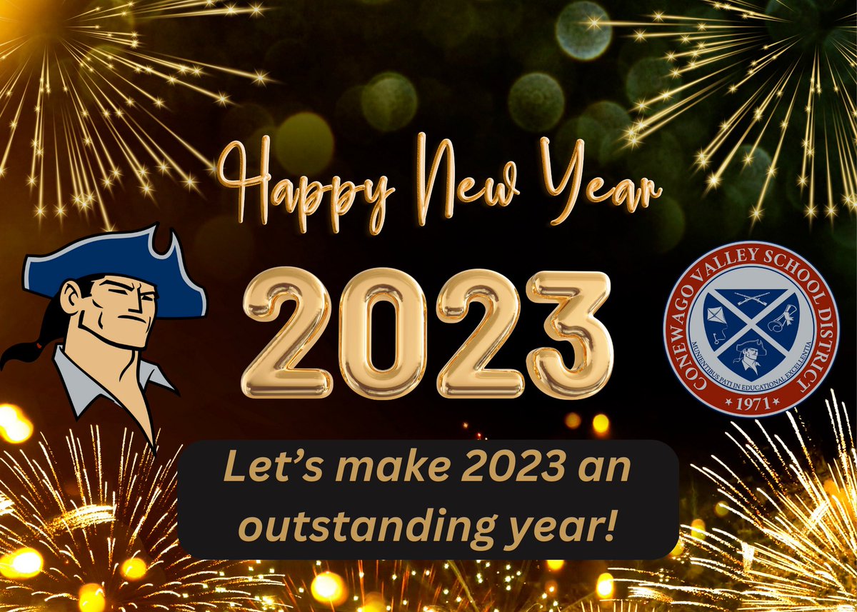 Wishing everyone in the Colonial Nation a safe and productive 2023! See everyone Tuesday!  <a href="/CVSD17350/">Conewago Valley SD</a> <a href="/NOHS17350/">NOHS</a> <a href="/CVIS17350/">CVIS</a> <a href="/NOE17350/">NOE</a> <a href="/CTE17331/">CTE</a>